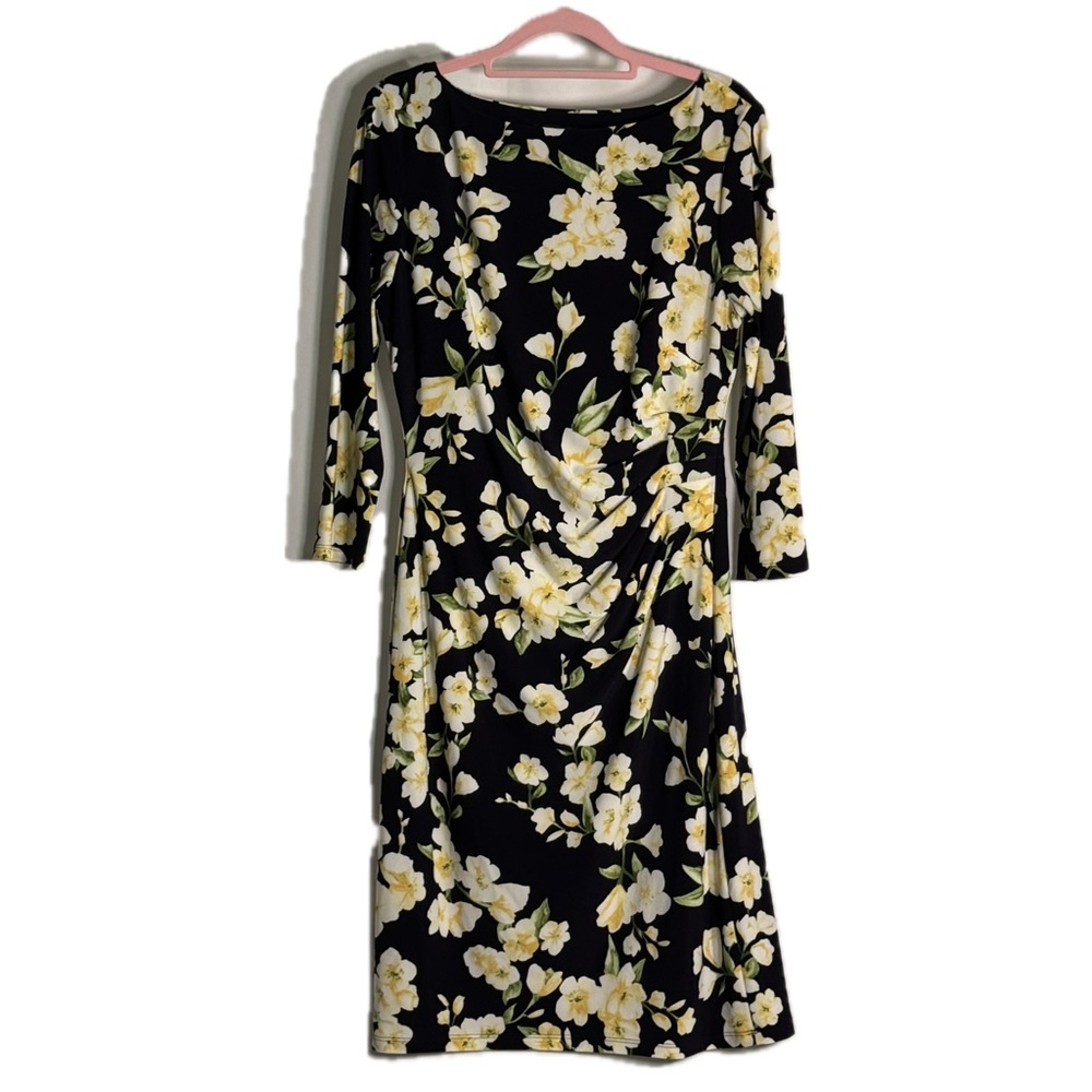 Ralph Lauren Floral Print Ruched Dress Size 8 - Picture 2 of 5